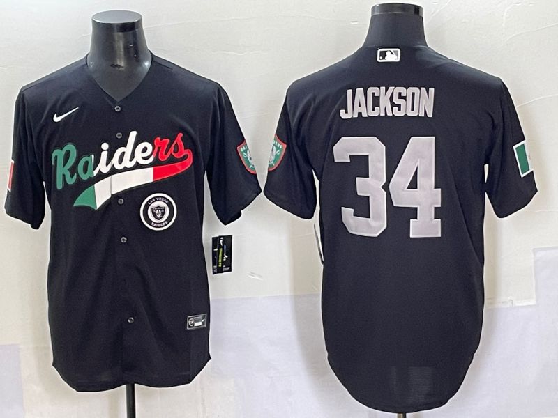 Men 2025 Oakland Raiders #34 Jackson Black Joint Name Nike Limited NFL Jersey style 66